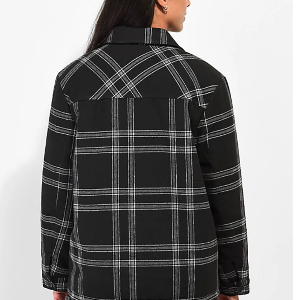 Broken Promises Warrior Black & Grey Plaid Flannel Jacket Size XL Unisex - Picture 2 of 14